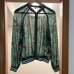 Juicy Couture Green Sheer Bomber Jacket